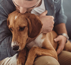 In-Home Pet Euthanasia Services in Denver: Man Hugging Dog